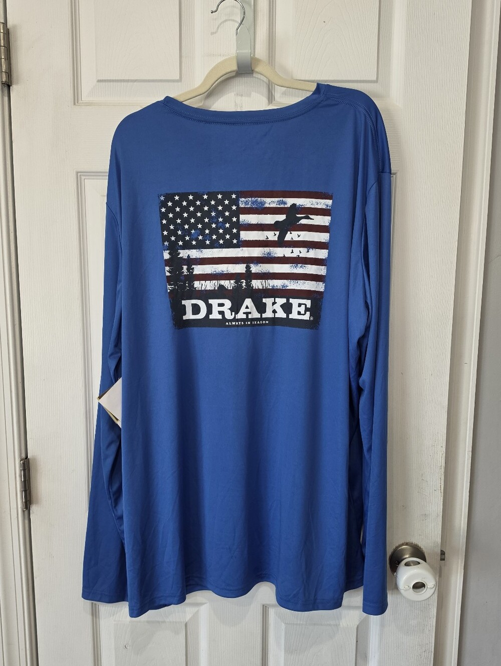 Drake Men's Long-Sleeve Graphic Americana  Shirt Blue Size 3X NWT